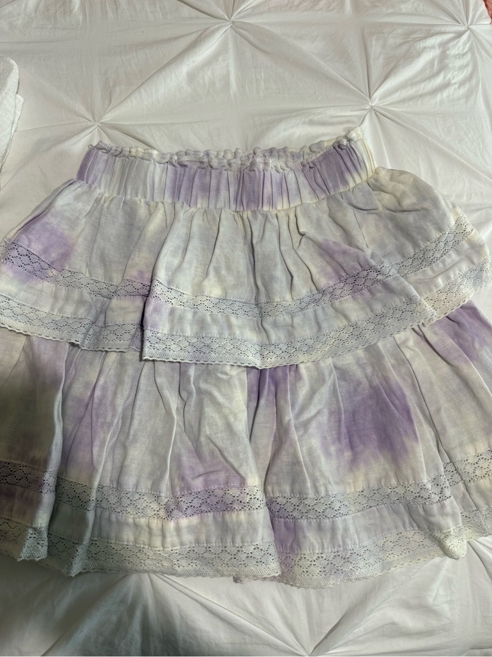 Women's Lavender Tie-Dye Tiered Mini Skirt